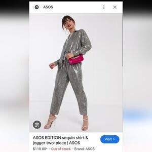 ASOS EDITION sequin shirt & jogger two-piece